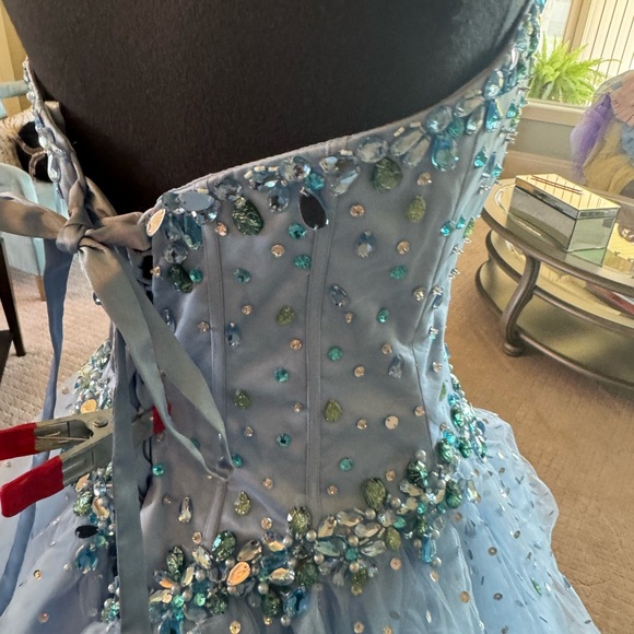 Mori Lee dress prom party wedding blue size 12 princess god mother halloween. - Picture 14 of 16